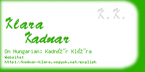 klara kadnar business card